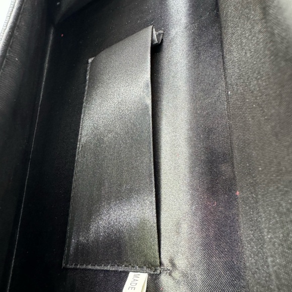 Jeweled black clutch with metal shoulder strap. - Picture 5 of 8